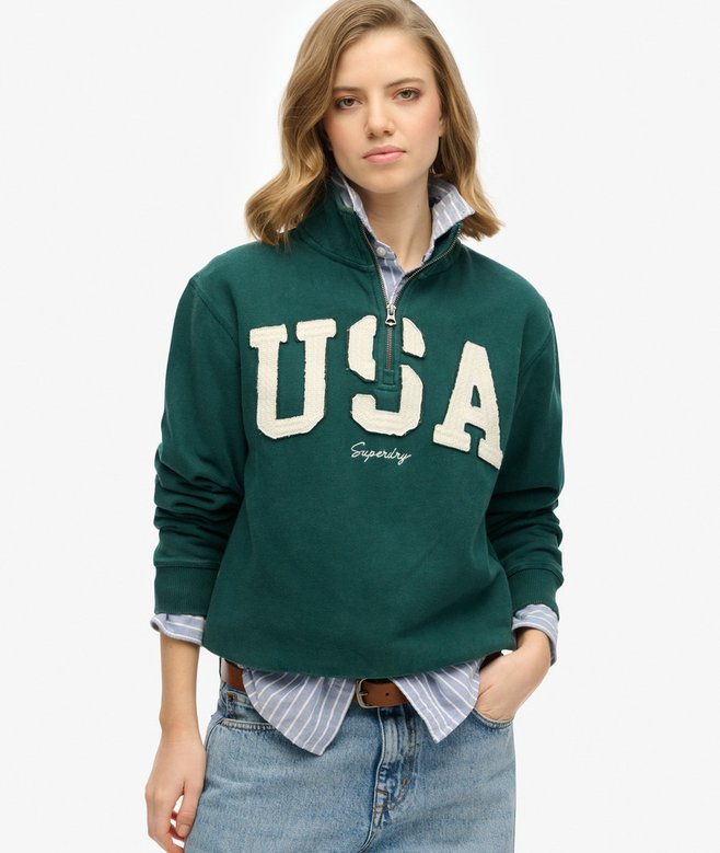 superdry Athletic Essentials Applique Half Zip Sweatshirt