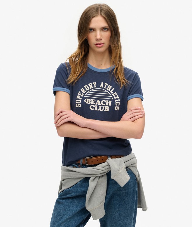 superdry Athletic Essentials Beach Graphic Ringer T-Shirt
