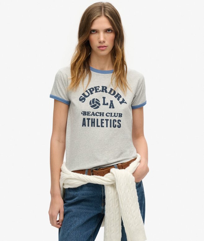 superdry Athletic Essentials Beach Graphic Ringer T-Shirt