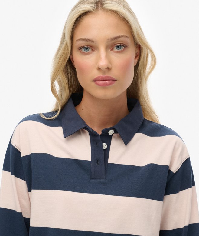 Superdry Athletic Essentials Cropped Stripe Rugby Top