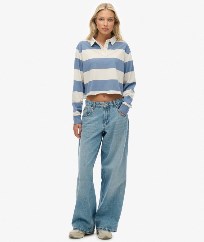 Superdry Athletic Essentials Cropped Stripe Rugby Top
