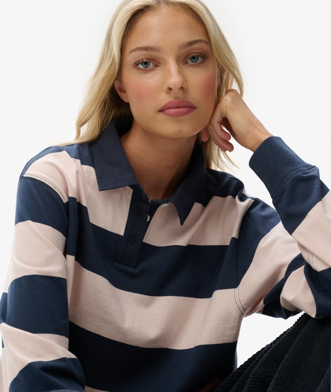 superdry Athletic Essentials Cropped Stripe Rugby Top