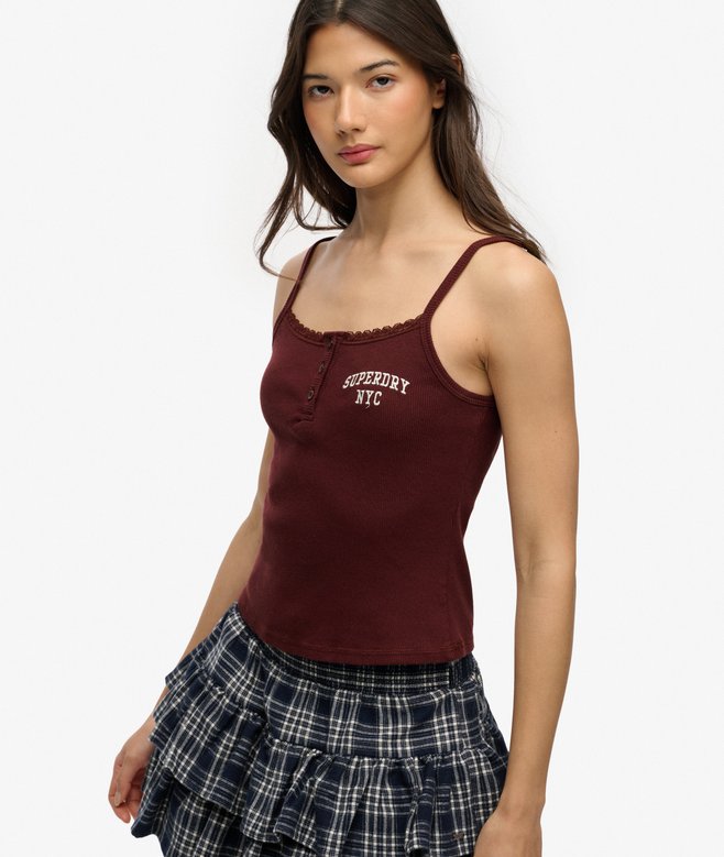 Superdry Athletic Essentials Embroidered Button Cami Top