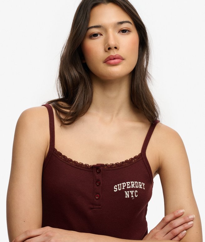 Superdry Athletic Essentials Embroidered Button Cami Top
