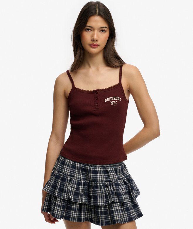 superdry Athletic Essentials Embroidered Button Cami Top