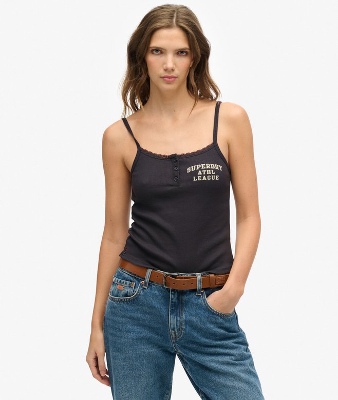 superdry Athletic Essentials Graphic Button Cami Top