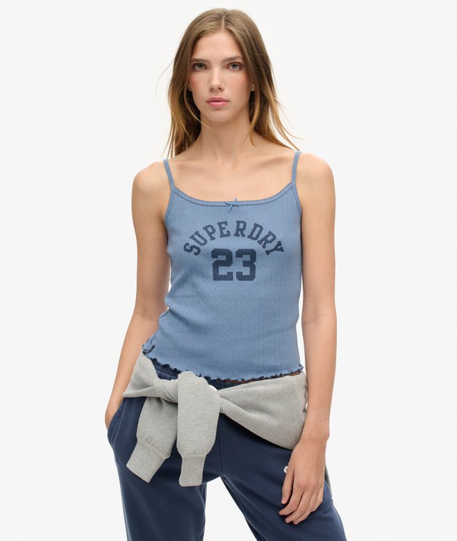 superdry Athletic Essentials Graphic Pointelle Cami Top