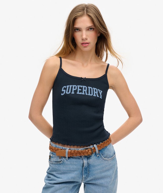superdry Athletic Essentials Graphic Pointelle Cami Top
