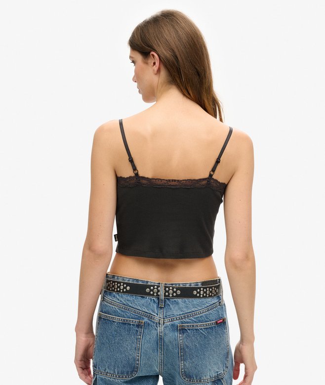 Superdry Athletic Essentials Lace Trim Cropped Cami Top