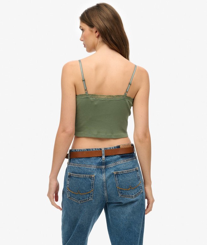 Superdry Athletic Essentials Lace Trim Cropped Cami Top