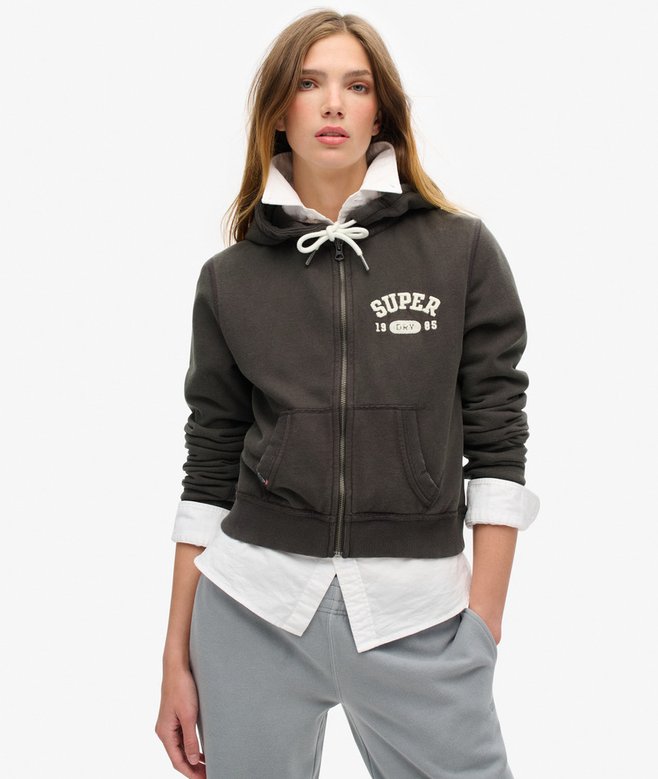 superdry Athletic Essentials Relaxed Crop Zip-hoodie