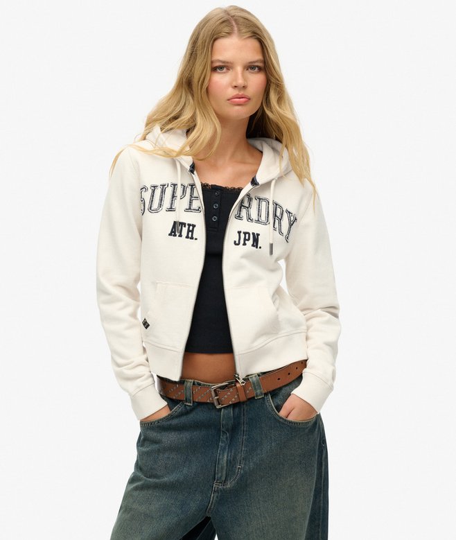 superdry Athletic Essentials Relaxed Cropped Zip Hoodie