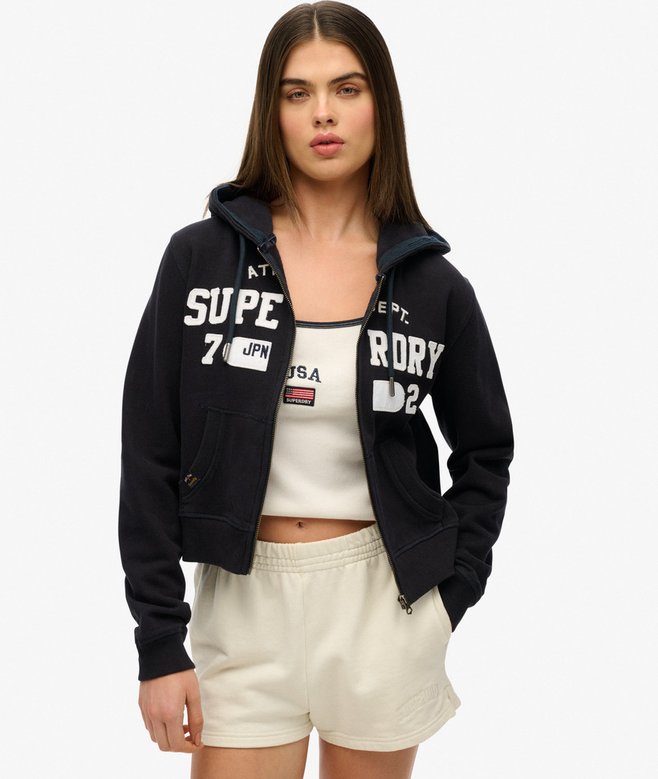 superdry Athletic Essentials Relaxed Cropped Zip Hoodie