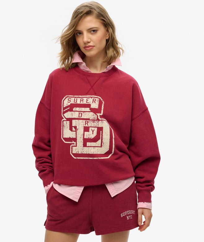 superdry Athletic Essentials Relaxed Flock Crew Sweatshirt