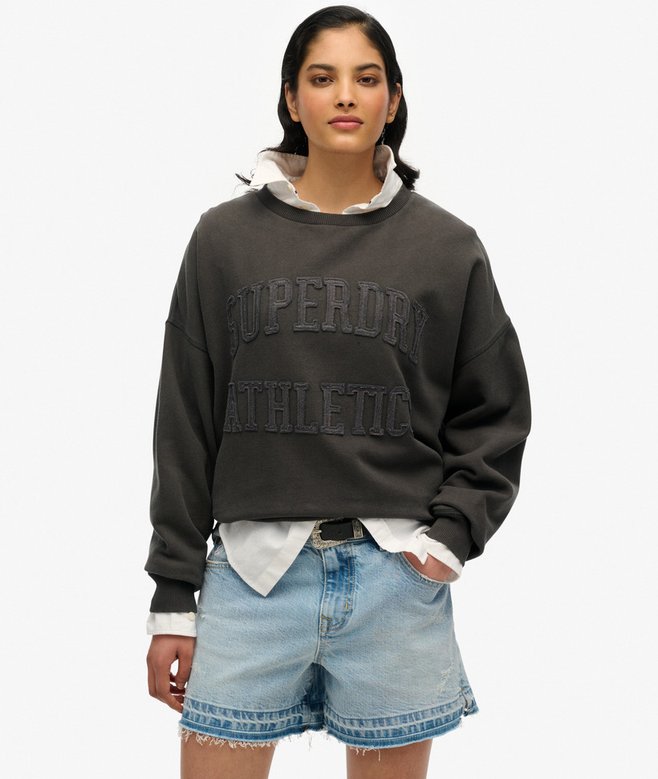 superdry Athletic Essentials Tonal Applique Crew Sweatshirt