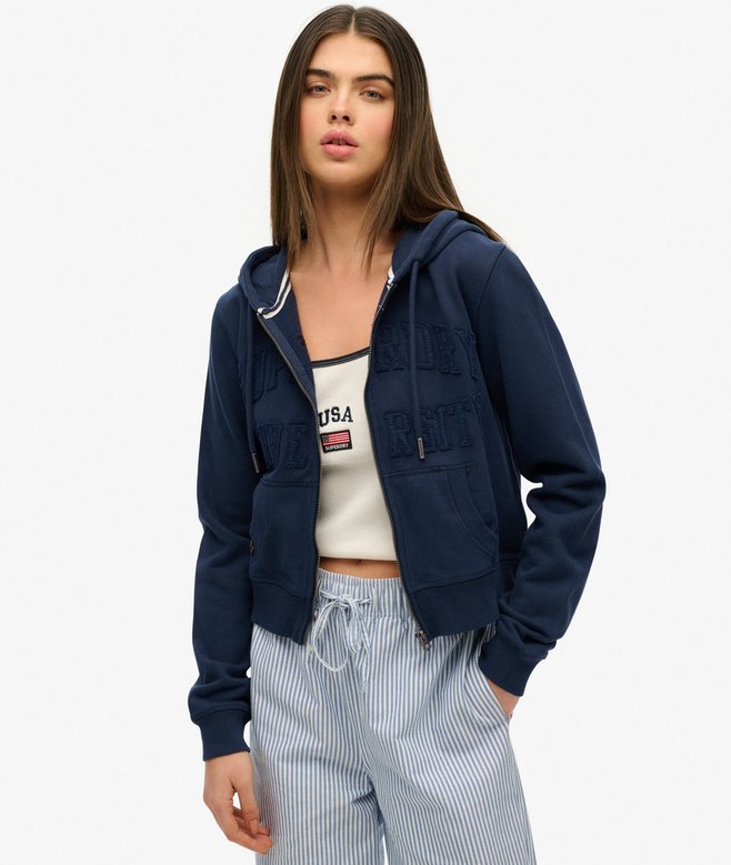 superdry Athletic Essentials Tonal Cropped Zip Hoodie