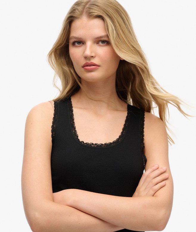 Superdry Athletic Essentials Vintage Lace Trim Vest Top