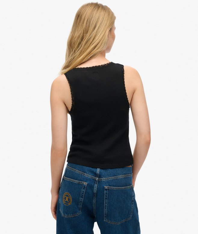 Superdry Athletic Essentials Vintage Lace Trim Vest Top