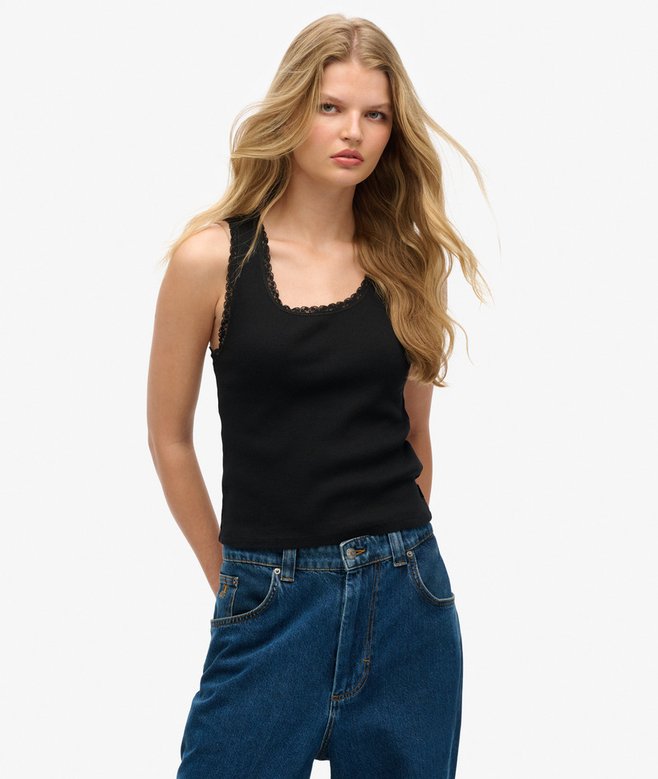 superdry Athletic Essentials Vintage Lace Trim Vest Top