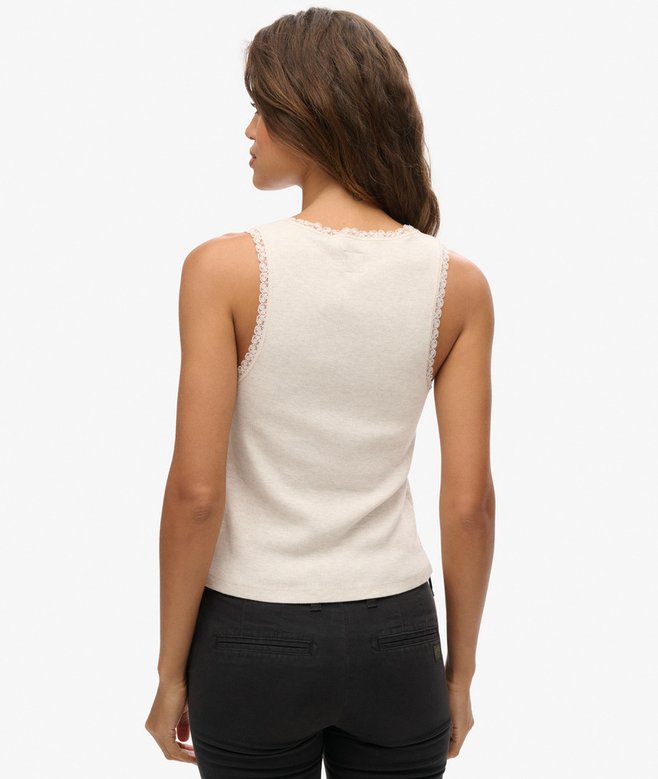 Superdry Athletic Essentials Vintage Lace Trim Vest Top