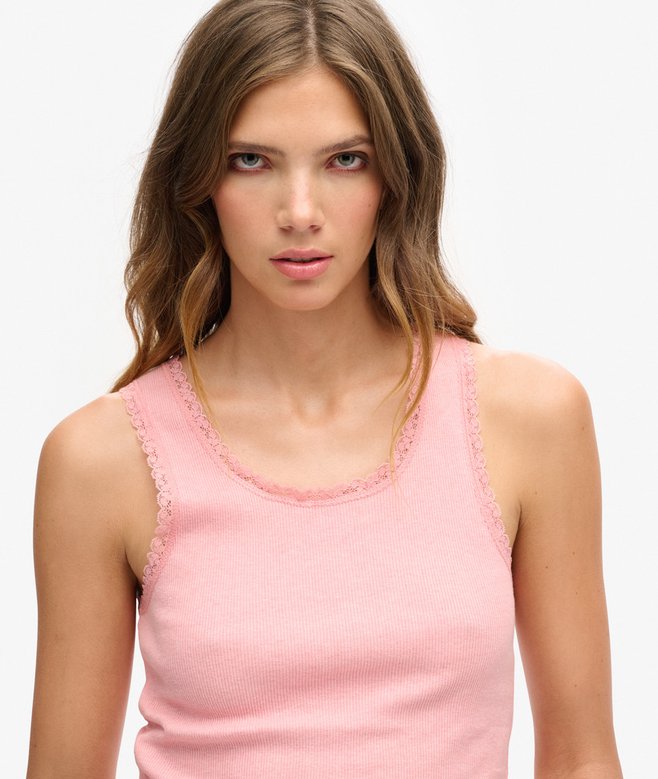 Superdry Athletic Essentials Vintage Lace Trim Vest Top