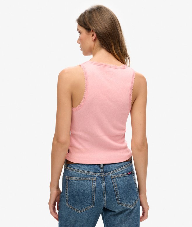 Superdry Athletic Essentials Vintage Lace Trim Vest Top