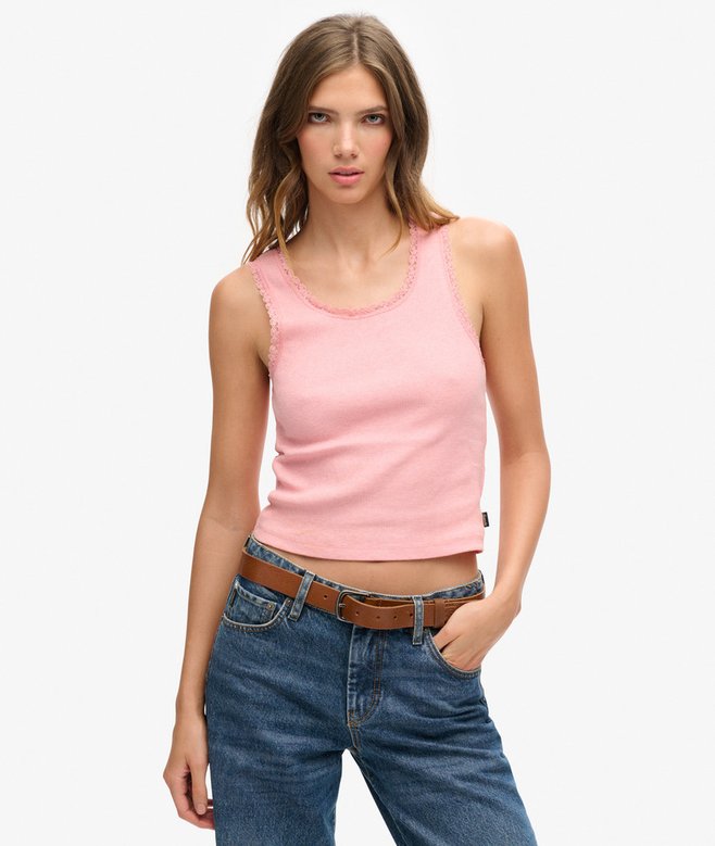 superdry Athletic Essentials Vintage Lace Trim Vest Top