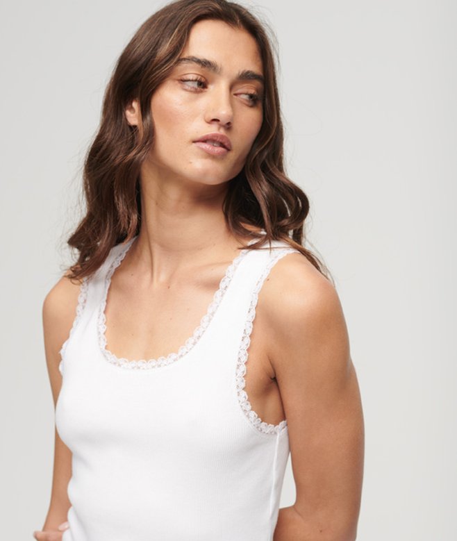 Superdry Athletic Essentials Vintage Lace Trim Vest Top