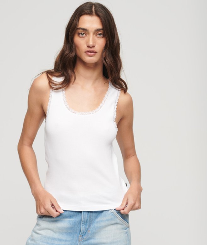 superdry Athletic Essentials Vintage Lace Trim Vest Top