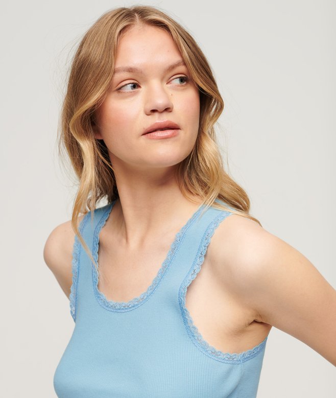 Superdry Athletic Essentials Vintage Lace Trim Vest Top