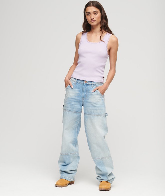 Superdry Athletic Essentials Vintage Lace Trim Vest Top