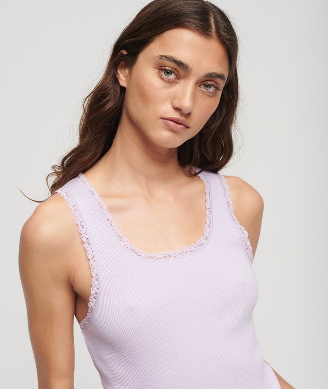 superdry Athletic Essentials Vintage Lace Trim Vest Top