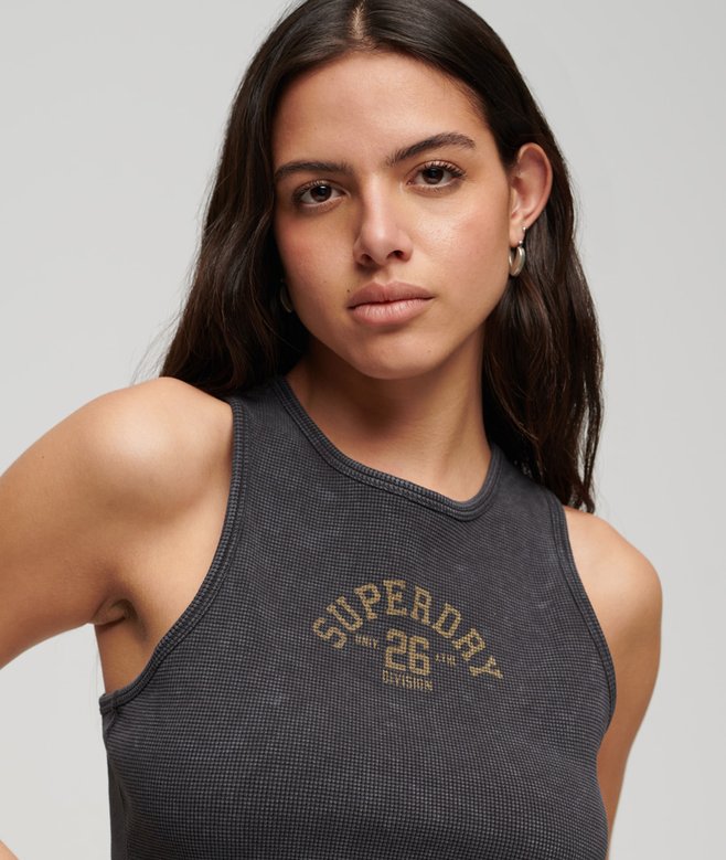 Superdry Athletic Essentials Waffle Cropped Tank Top