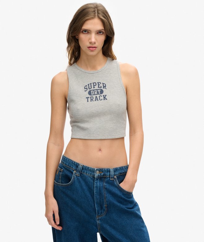 superdry Athletic Essentials Waffle Cropped Tank Top