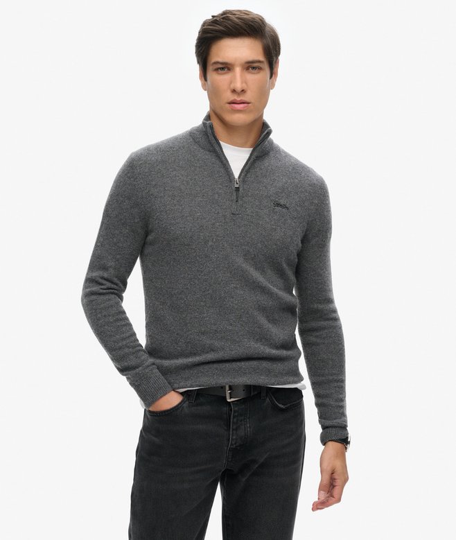 superdry Essential Embroidered Knit Half Zip Jumper