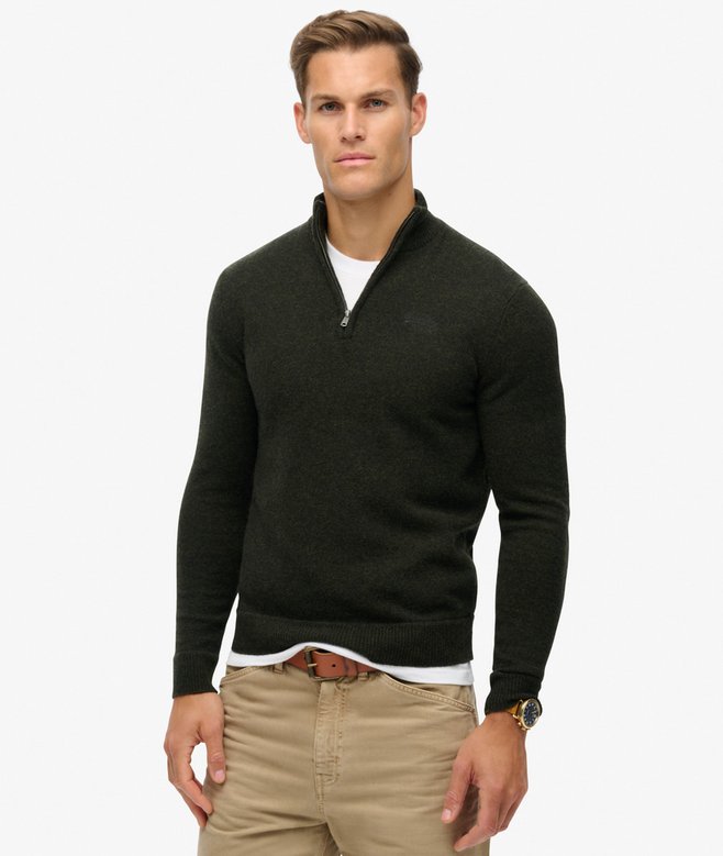 superdry Essential Embroidered Knitted Half Zip Jumper
