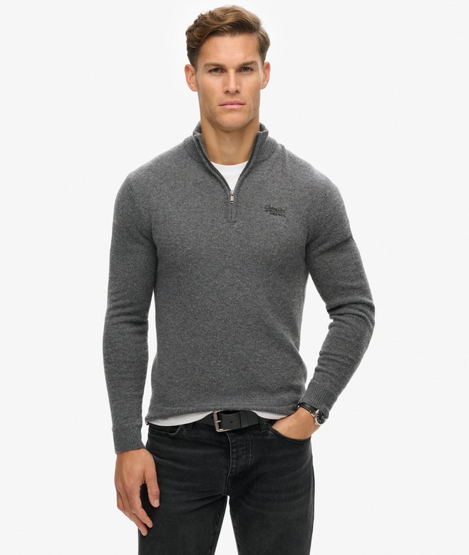 superdry Essential Embroidered Knitted Half Zip Jumper