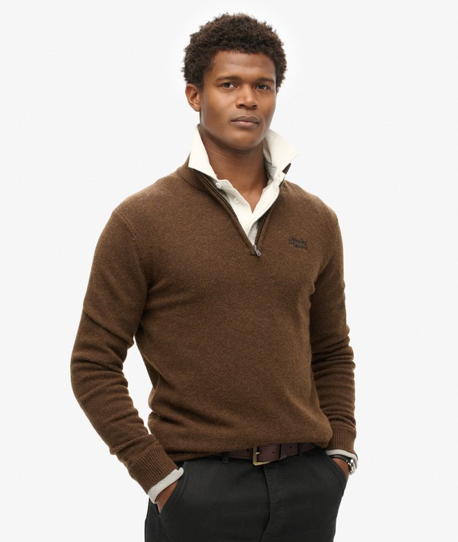 superdry Essential Embroidered Knitted Half Zip Jumper