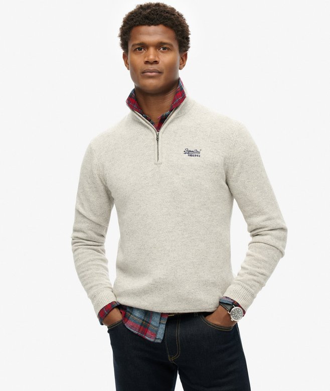 superdry Essential Embroidered Knitted Half Zip Jumper
