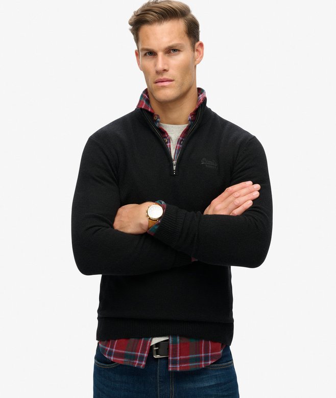superdry Essential Embroidered Knitted Half Zip Jumper