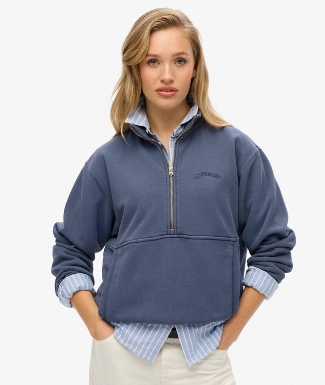 superdry Essential Logo Oversized Half Zip Sweatshirt