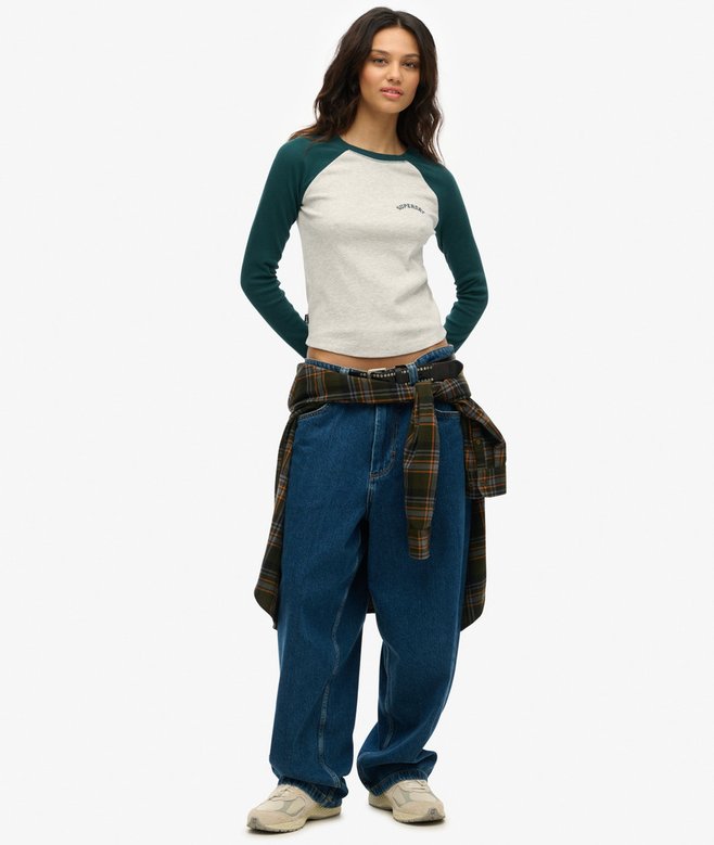 Superdry Essential Logo Ribbed Baseball Long Sleeve Top