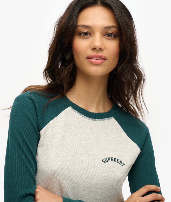 Superdry Essential Logo Ribbed Baseball Long Sleeve Top