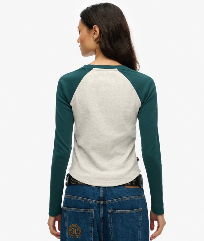 Superdry Essential Logo Ribbed Baseball Long Sleeve Top