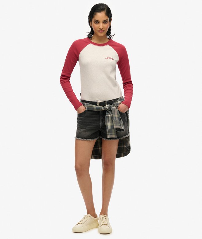 Superdry Essential Logo Ribbed Baseball Long Sleeve Top