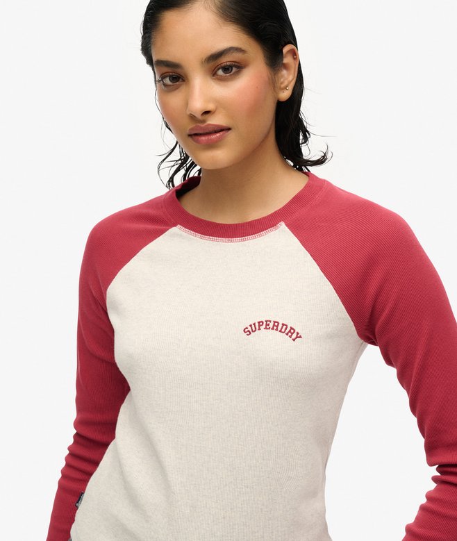 Superdry Essential Logo Ribbed Baseball Long Sleeve Top