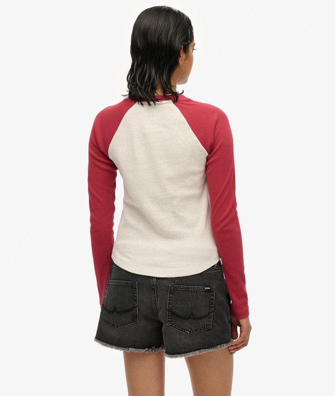 Superdry Essential Logo Ribbed Baseball Long Sleeve Top