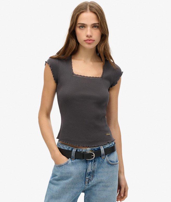 superdry Essential Square Neck Short Sleeve T-Shirt