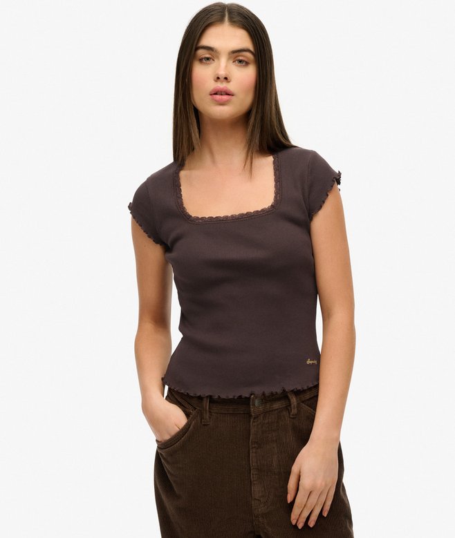 superdry Essential Square Neck Short Sleeve T-Shirt