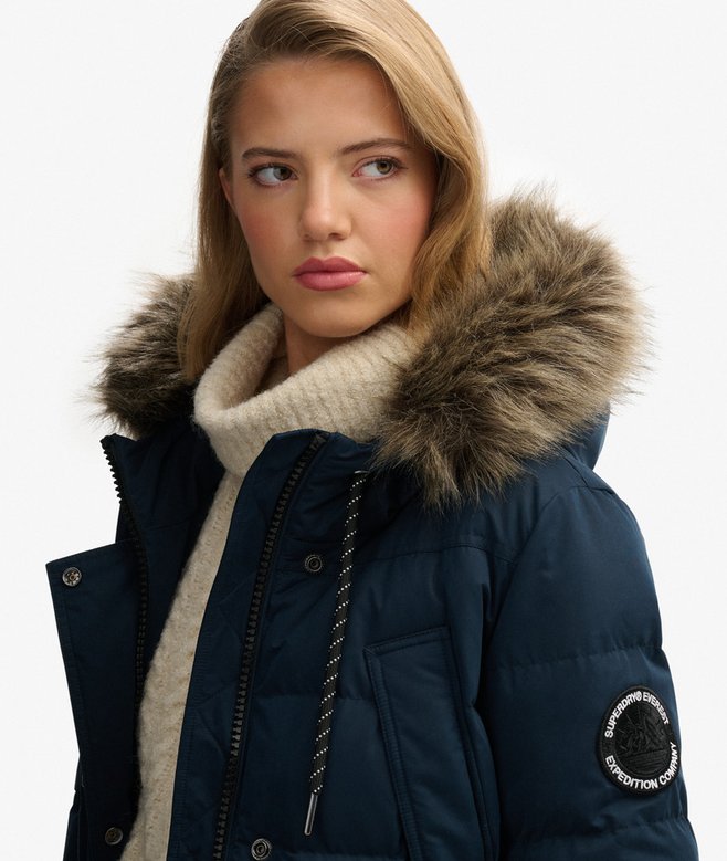 Superdry Everest Microfibre Mid Faux Fur Puffer Jacket